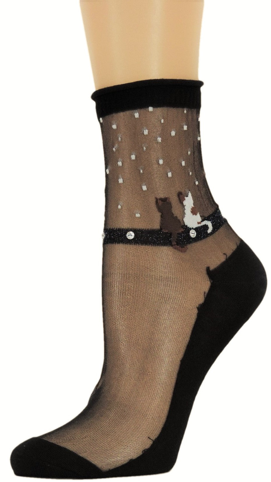 Lil Meow Meow Custom Sheer Socks with crystals - Global Trendz Fashion®