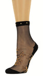 Golden Patterned Glitter Custom Sheer Socks with beads - Global Trendz Fashion®