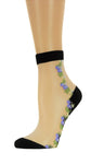 Wild Purple Flowers Custom Sheer Socks with crystals - Global Trendz Fashion®