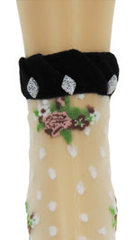 Flowers Bunch Custom Sheer Socks with crystals - Global Trendz Fashion®