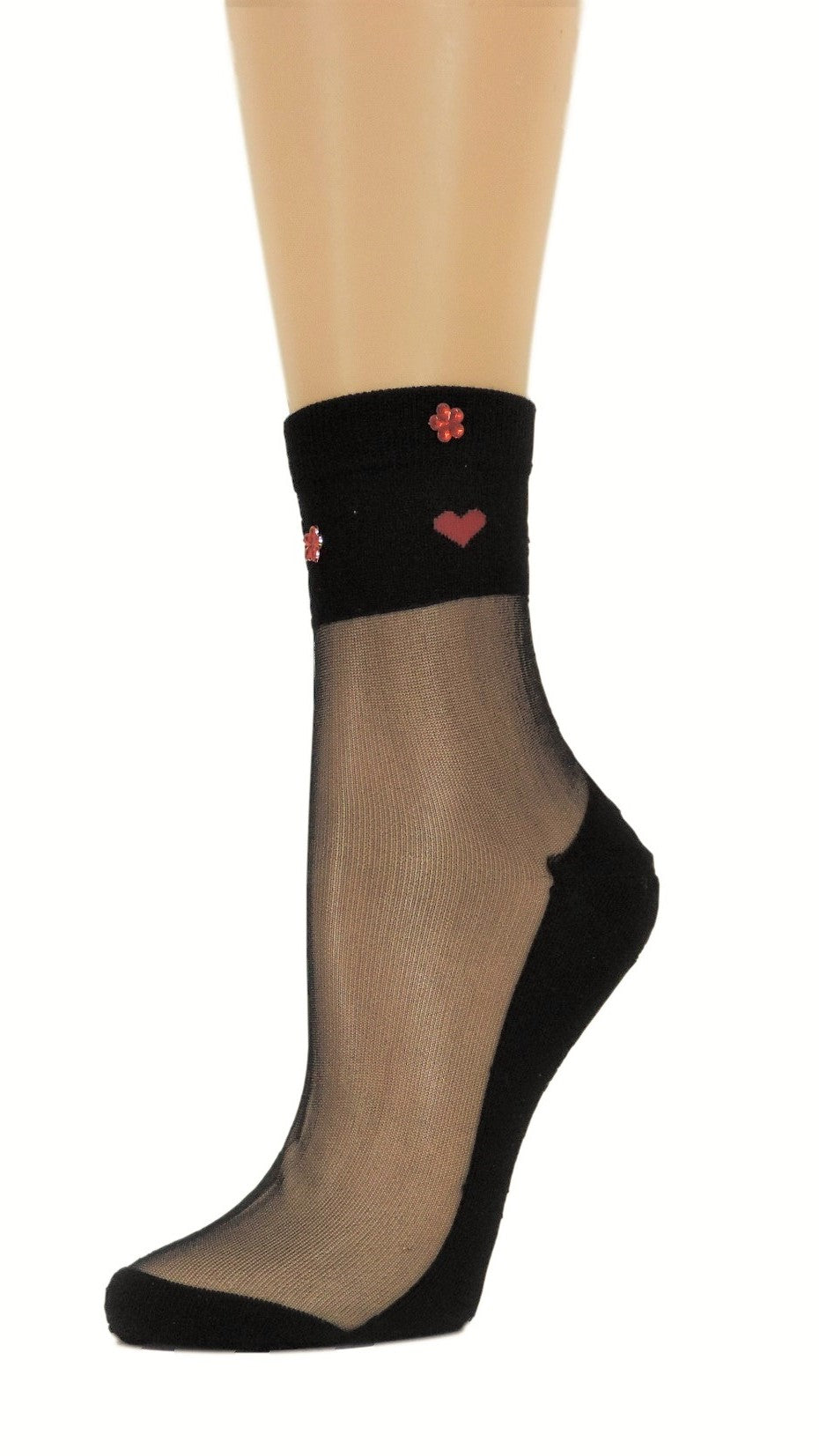 Young Heart Black Custom Sheer Socks with beads - Global Trendz Fashion®