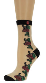 Big Red Roses Custom Sheer Socks with beads - Global Trendz Fashion®