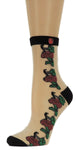 Big Red Roses Custom Sheer Socks with beads - Global Trendz Fashion®