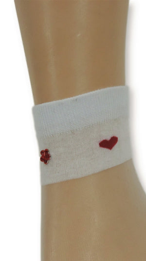 Young Heart White Custom Sheer Socks with beads - Global Trendz Fashion®