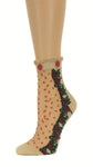 Red Flowers Custom Sheer Socks with beads - Global Trendz Fashion®