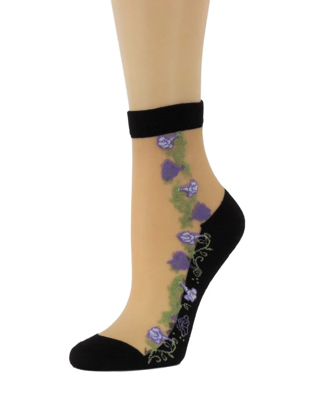 Exciting Purple Flowers Sheer Socks - Global Trendz Fashion®