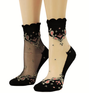 Chanadlier Paterened Sheer Socks (Pack of 2 pairs) - Global Trendz Fashion®