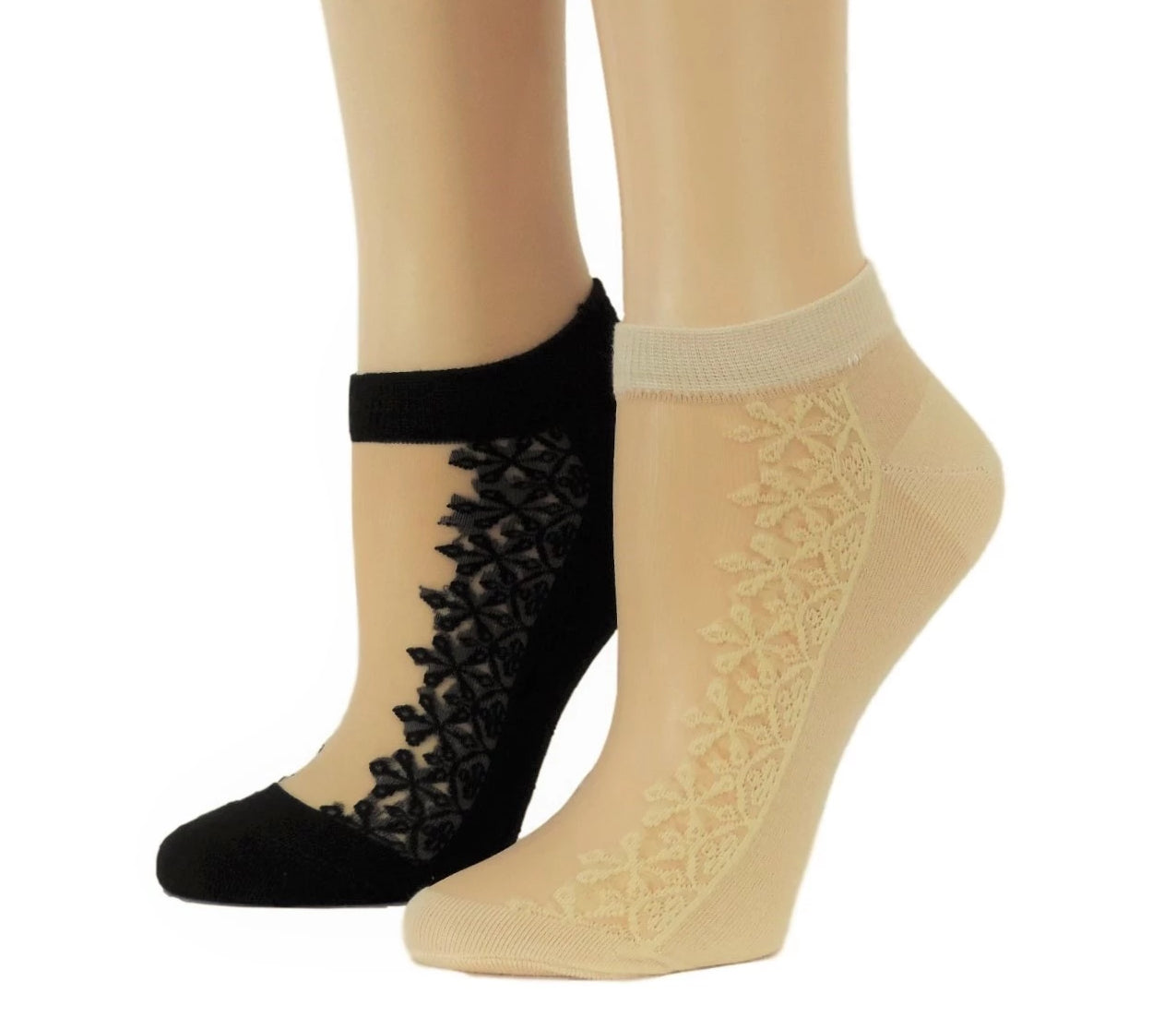 Sequence Floral Ankle Sheer Socks (Pack of 2 pairs) - Global Trendz Fashion®