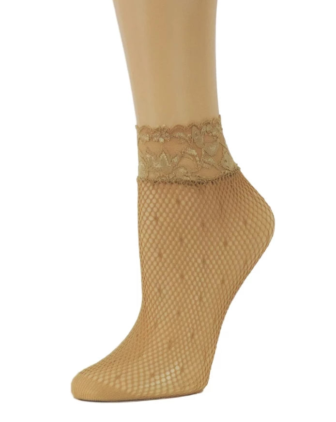 Beige Lace Fishnet Socks - Global Trendz Fashion®