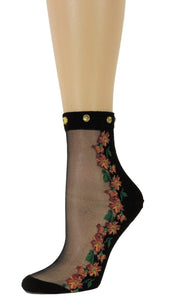 Sunflower Custom Sheer Socks with beads - Global Trendz Fashion®