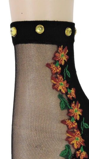 Sunflower Custom Sheer Socks with beads - Global Trendz Fashion®