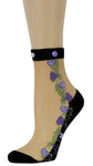 Exciting Purple Flowers Custom Sheer Socks with beads - Global Trendz Fashion®