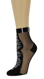 Supreme Black Custom Sheer Socks with crystals - Global Trendz Fashion®