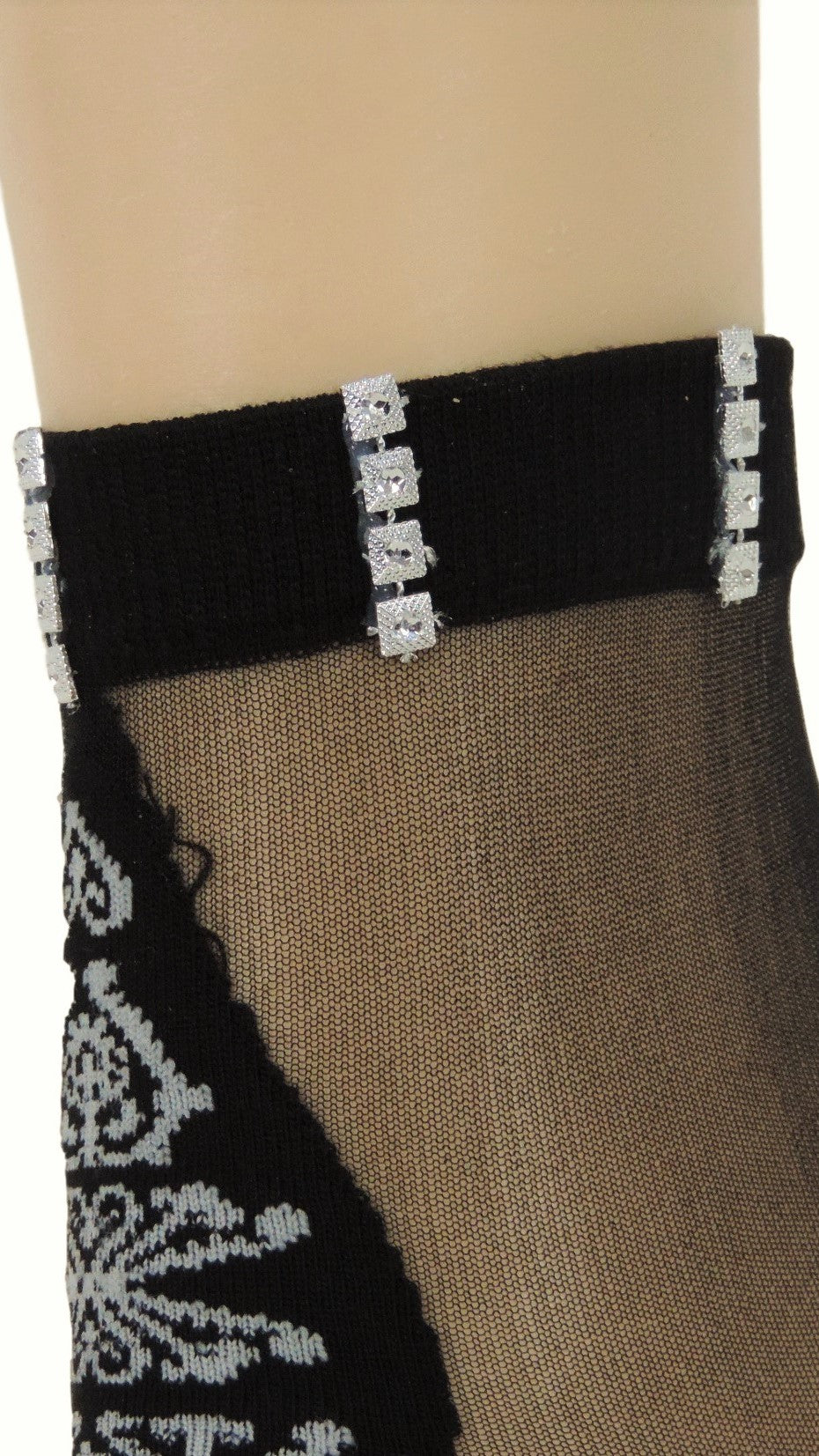 Supreme Black Custom Sheer Socks with crystals - Global Trendz Fashion®