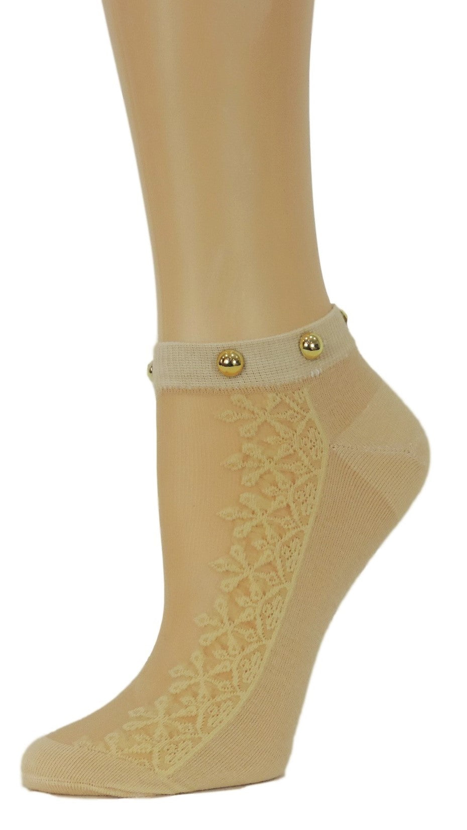 Sequence Floral Ankle Custom Sheer Socks with beads - Global Trendz Fashion®