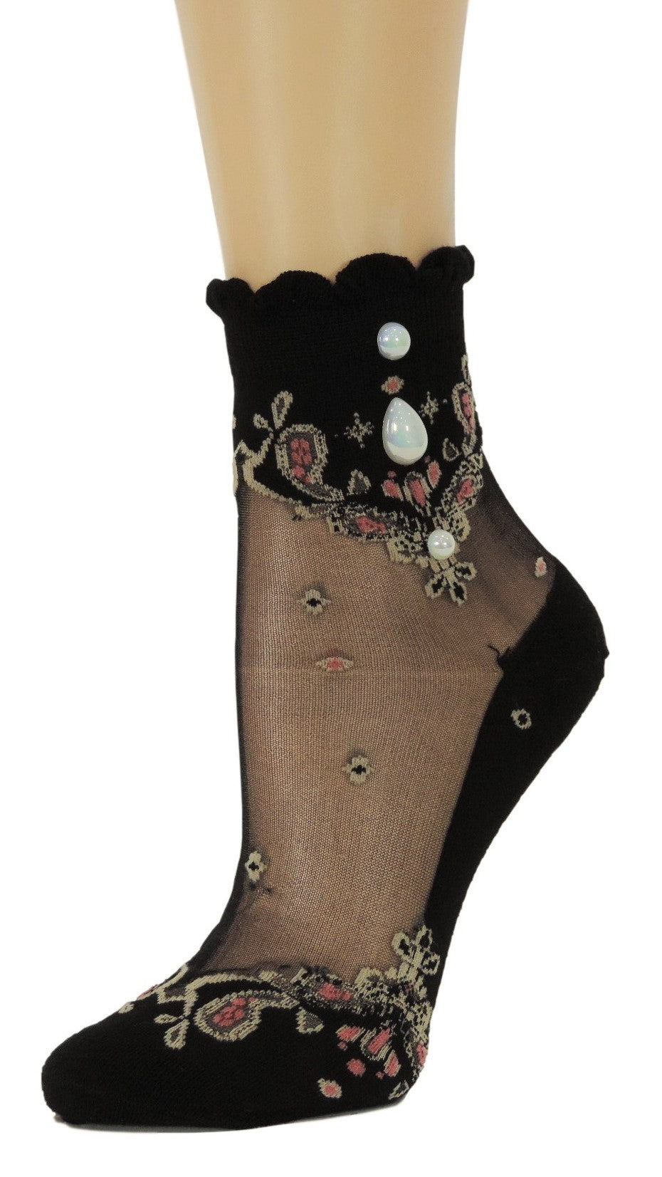 Royal Chandelier Custom Sheer Socks with beads - Global Trendz Fashion®