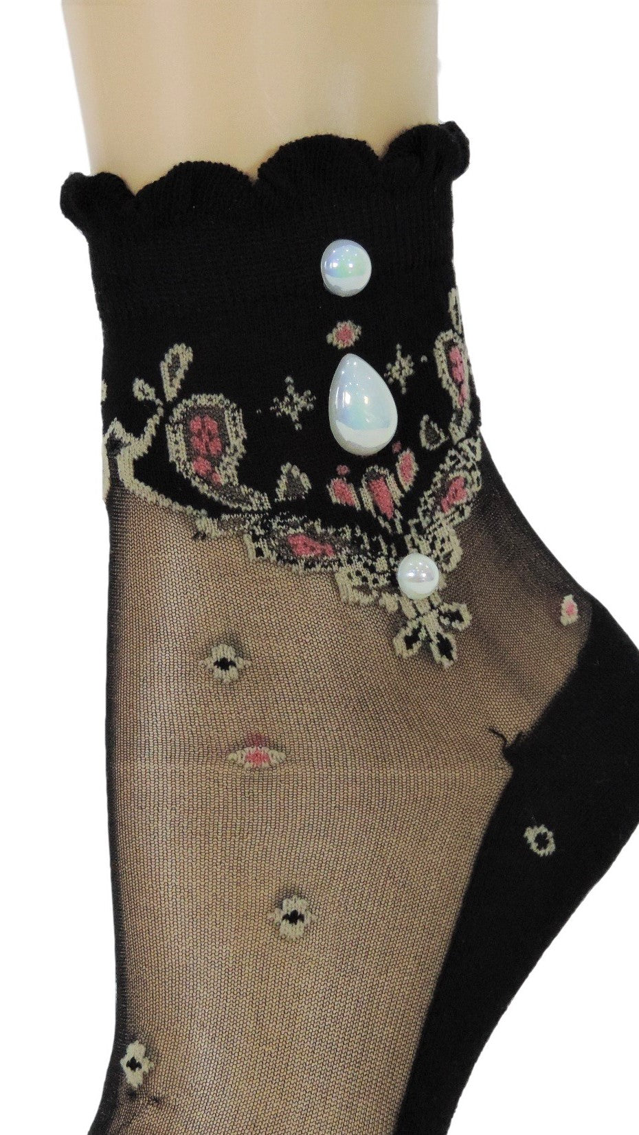 Royal Chandelier Custom Sheer Socks with beads - Global Trendz Fashion®