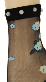 Dazzling Flowers Custom Sheer Socks with beads - Global Trendz Fashion®