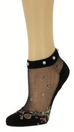 Glorious Chandelier Ankle Custom Sheer Socks with beads - Global Trendz Fashion®