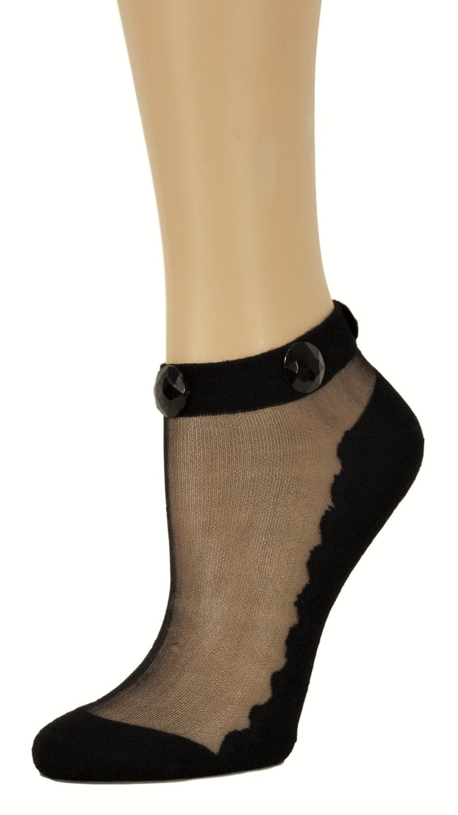 Elegant Black Ankle Custom Sheer Socks with beads - Global Trendz Fashion®