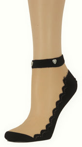 Sleek Black Custom Ankle Sheer Socks with beads - Global Trendz Fashion®