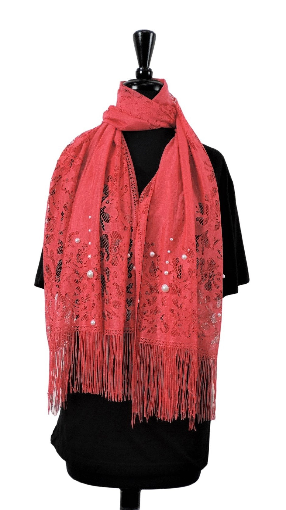 Handmade Blush Red Net Scarf - Global Trendz Fashion®