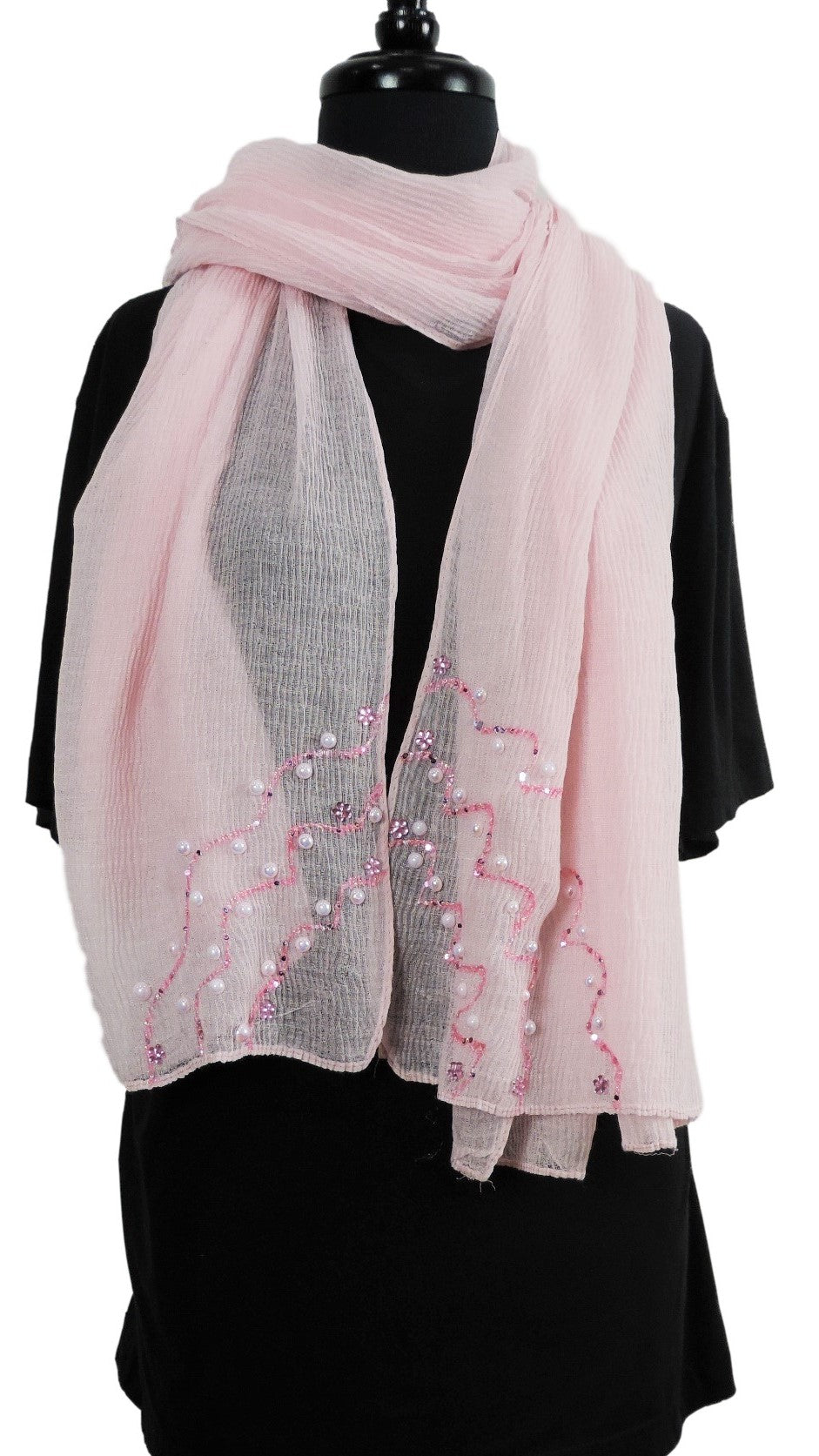 Handmade Baby Pink Crinkle Henna Scarf - Global Trendz Fashion®