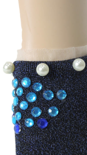 Stunning Sea-Blue Custom Ankle Socks with crystals - Global Trendz Fashion®