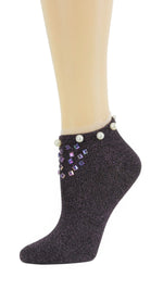 Stunning Purple Custom Ankle Socks with crystals - Global Trendz Fashion®