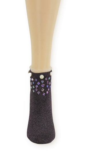 Stunning Purple Custom Ankle Socks with crystals - Global Trendz Fashion®