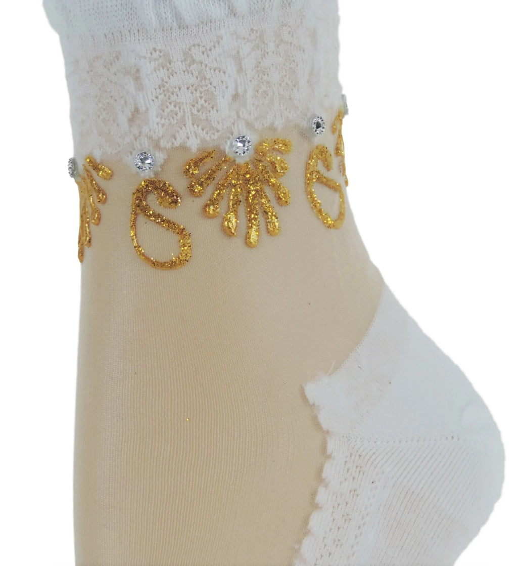 Shinny Golden Henna Sheer Socks - Global Trendz Fashion®