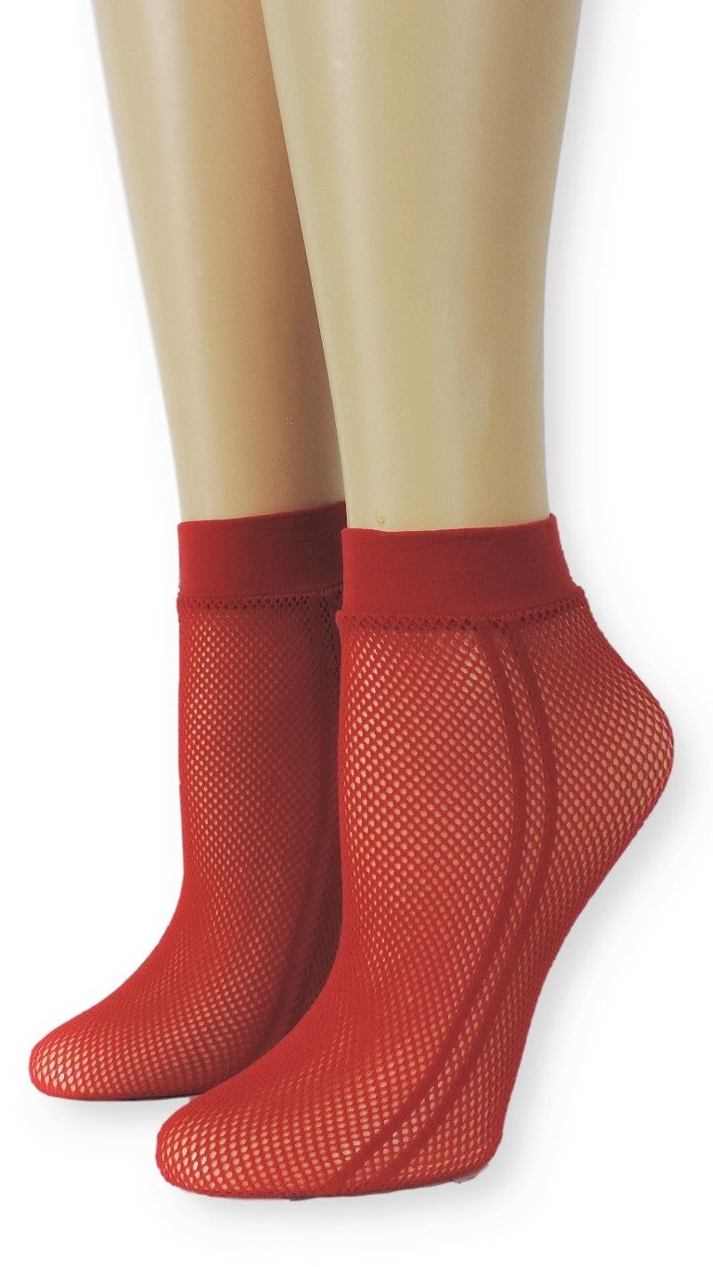 Sporty Red Mesh Socks - Global Trendz Fashion®