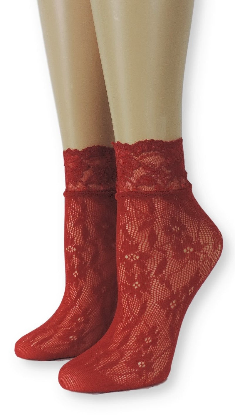 Floral Red Lace Socks - Global Trendz Fashion®