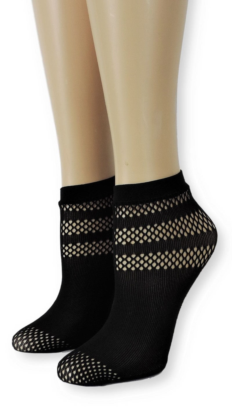 Simple Black Stripes Mesh Socks - Global Trendz Fashion®