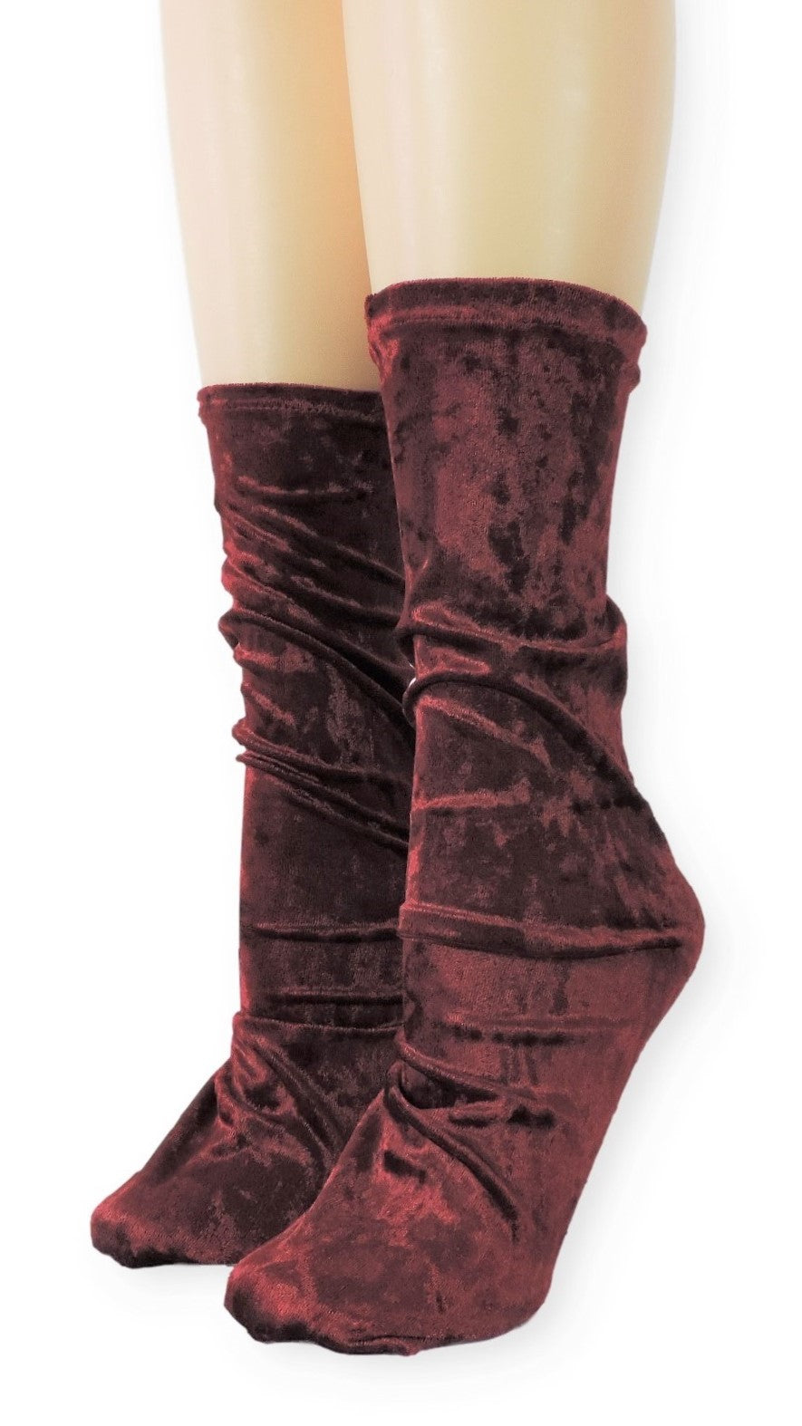Maroon Crushed Velvet Socks - Global Trendz Fashion®