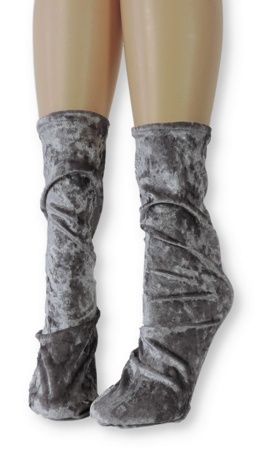 Silver Crushed Velvet Socks - Global Trendz Fashion®
