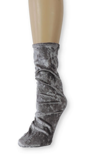 Silver Crushed Velvet Socks - Global Trendz Fashion®
