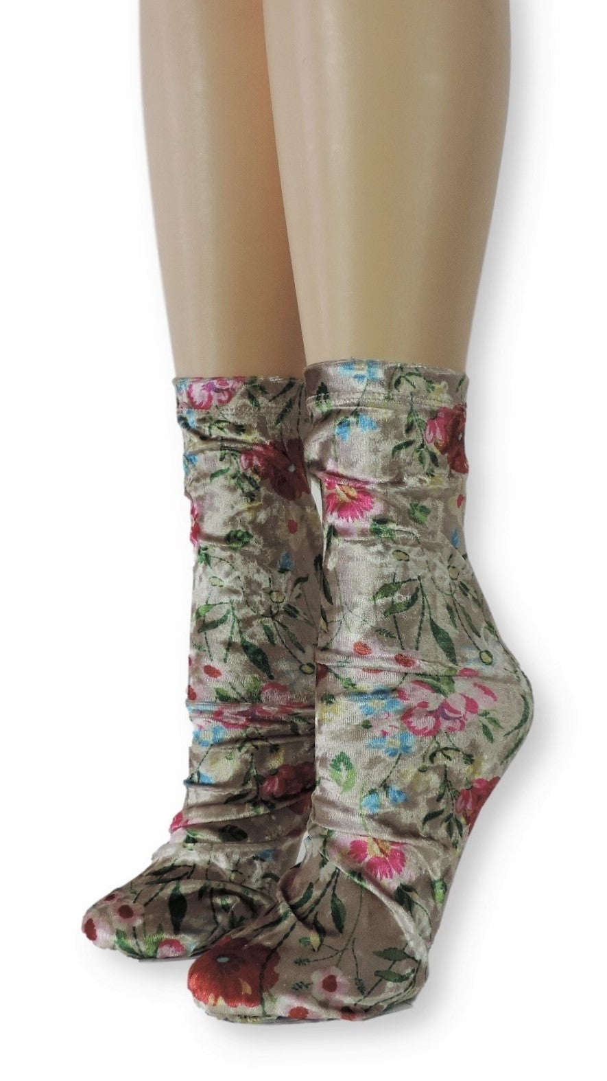 Floral Crushed Velvet Socks - Global Trendz Fashion®
