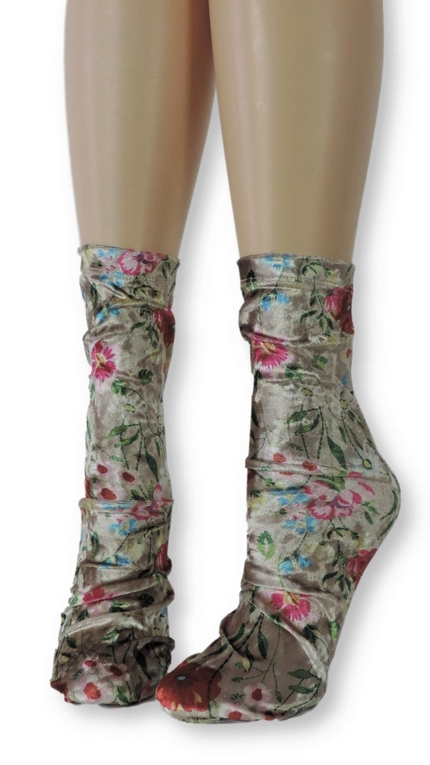 Floral Crushed Velvet Socks - Global Trendz Fashion®