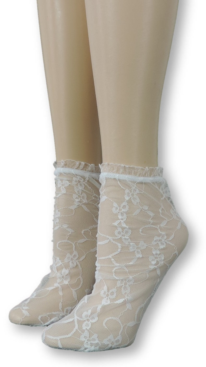 Ivory Mesh Socks with frill - Global Trendz Fashion®