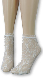 Ivory Mesh Socks with frill - Global Trendz Fashion®