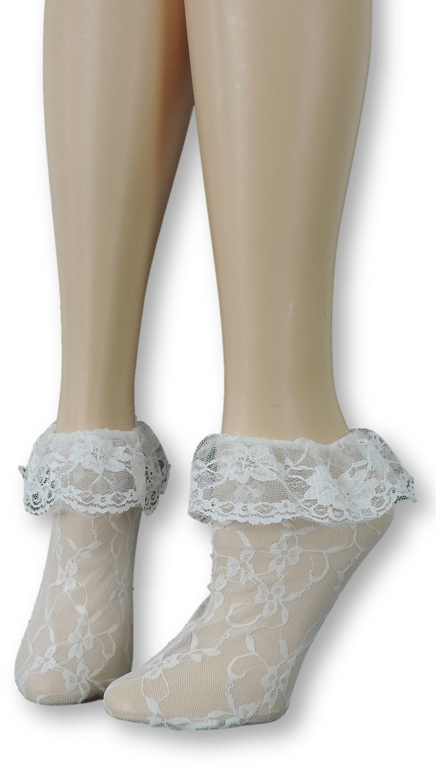 Ghost White Mesh Socks with edging lace - Global Trendz Fashion®
