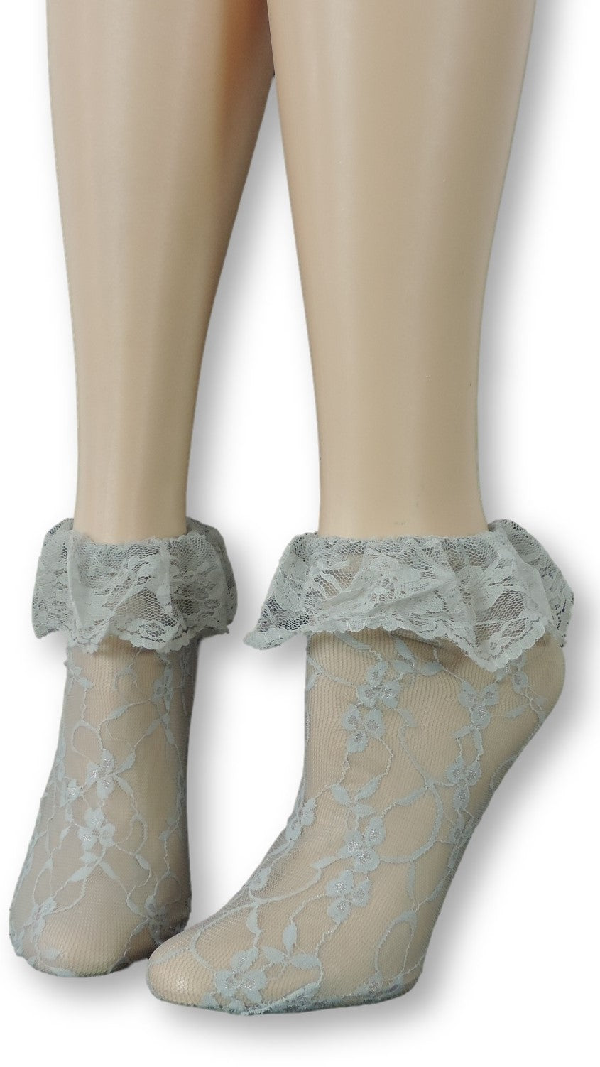 Steel Grey Mesh Socks with edging lace - Global Trendz Fashion®