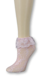 Rose Pink Mesh Socks with edging lace - Global Trendz Fashion®