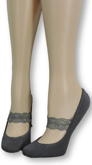 Pewter Ankle Socks with toile lace - Global Trendz Fashion®