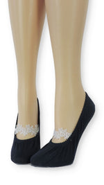 Sleek Ankle Socks with Floral white Lace - Global Trendz Fashion®