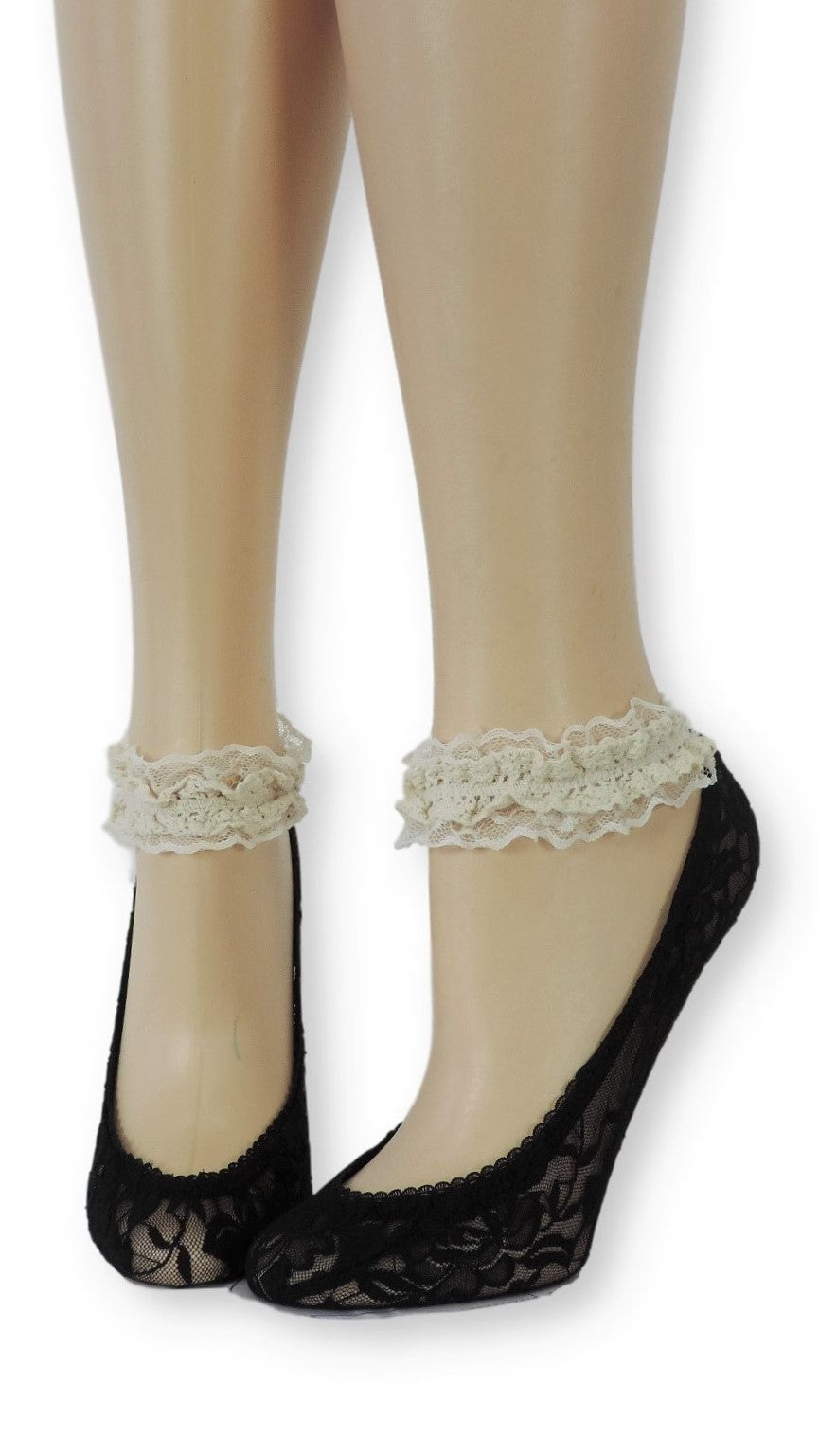 Jade Ankle Mesh Socks with Antique Lace - Global Trendz Fashion®