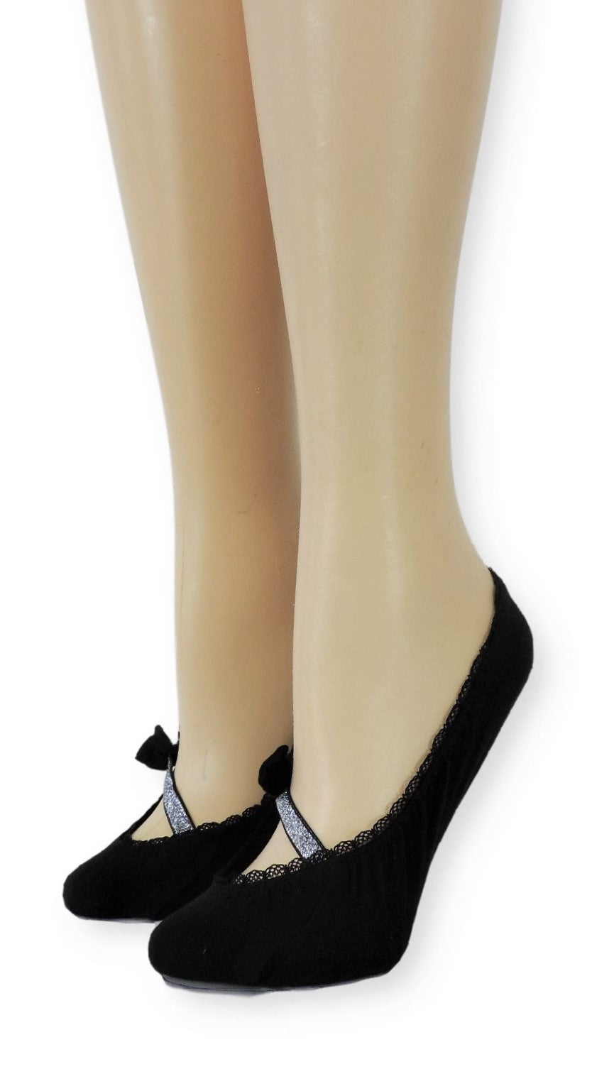 Sober Ankle Socks with Glitter Bow Strap - Global Trendz Fashion®