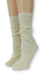 Ribbed Cream Velvet Socks with Beads - Global Trendz Fashion®