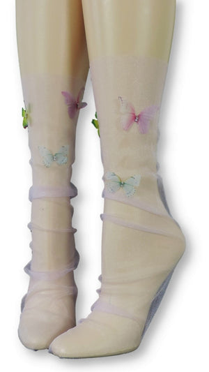 Pink Tulle Socks with Butterflies - Global Trendz Fashion®